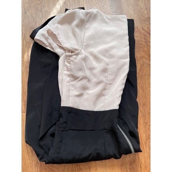 H&M light pink and black color block pleated dress Sz 4 - Picture 3 of 9